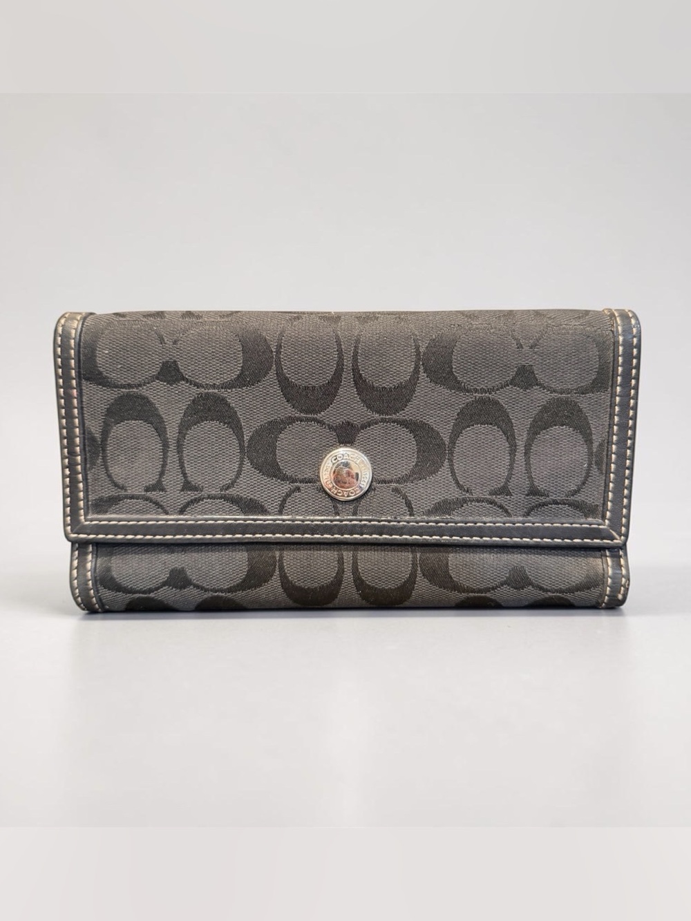 Coach Black Signature Canvas Trifold Wallet
